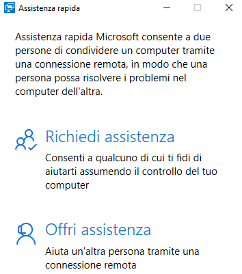 Assistenza remota in Windows 10, come funziona