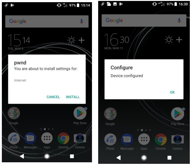 Un messaggio inviato ai telefoni Android può modificarne la configurazione