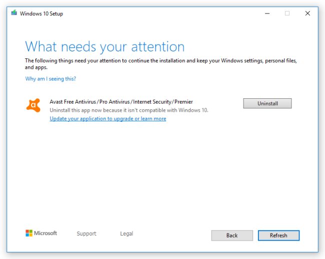 Windows 10 non si aggiorna usando vecchie versioni degli antivirus AVG e Avast