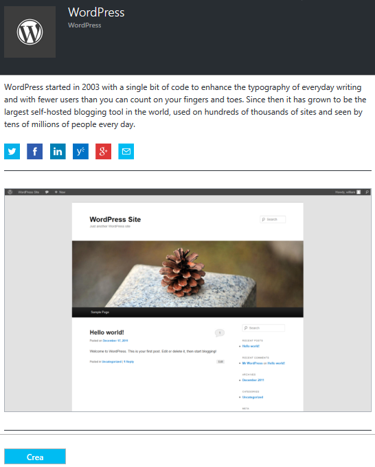 Creare un sito web con WordPress sulla piattaforma Azure