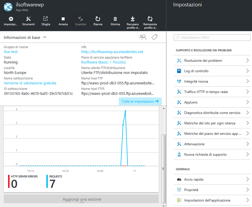 Creare un sito web con WordPress sulla piattaforma Azure