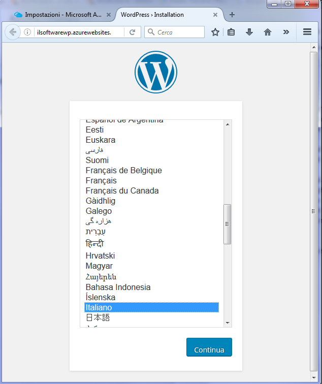 Creare un sito web con WordPress sulla piattaforma Azure