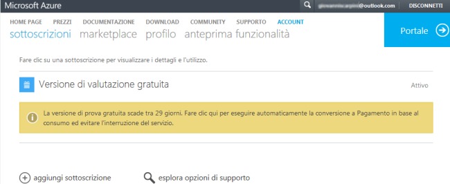 Azure, attivare la trial e accedere al portale