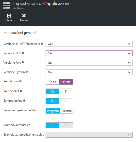 Come eseguire un'applicazione web ASP.NET, PHP, Java o Python su Azure