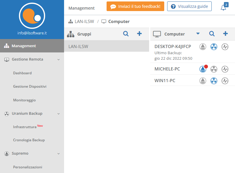 Backup con monitoraggio centralizzato da interfaccia Web: Uranium Backup