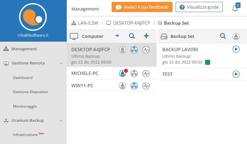 Backup con monitoraggio centralizzato da interfaccia Web: Uranium Backup