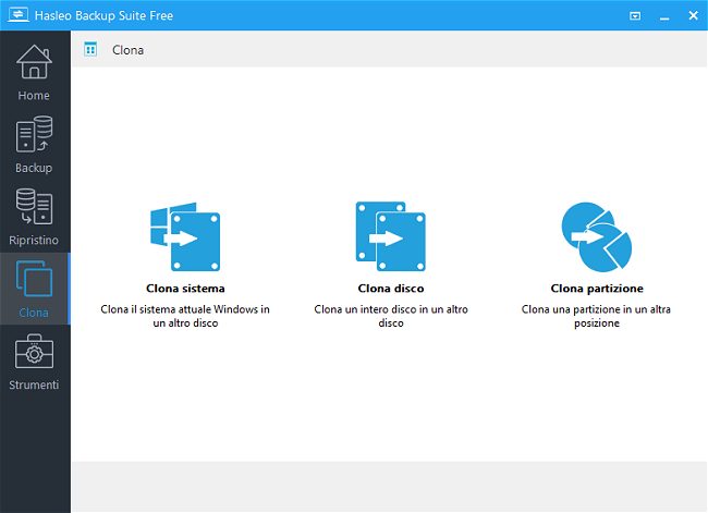 Clonare dischi, copiare hard disk e SSD in Windows con Hasleo Backup Suite Free