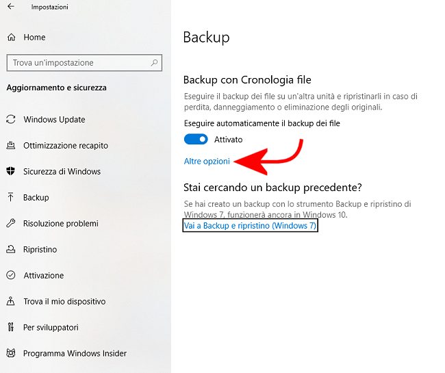 Di quali file è importante creare backup in Windows?