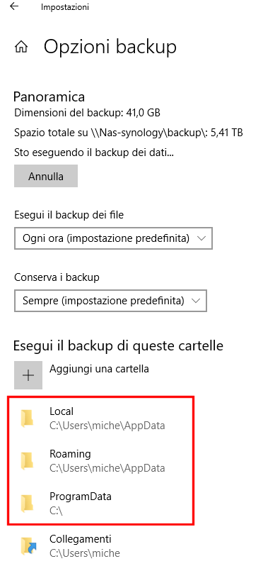 Di quali file è importante creare backup in Windows?