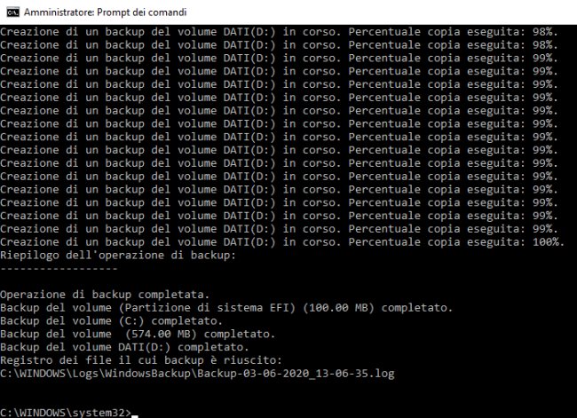 Backup completo del sistema senza installare nulla in Windows