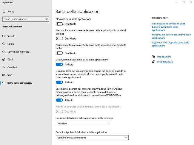 Barra delle applicazioni di Windows 10, trucchi e come salvarne la configurazione