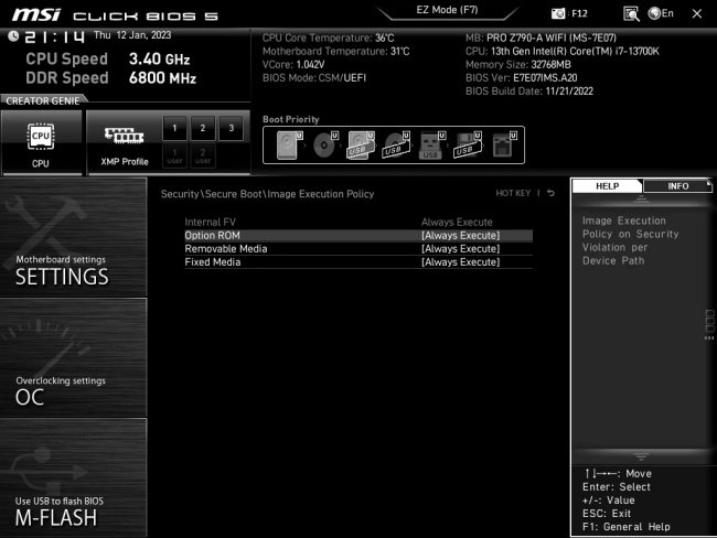 Schede madri MSI: controllate l'impostazione di Secure Boot