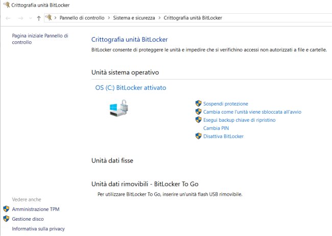 BitLocker, come proteggere i dati su hard disk e SSD e chiedere una password all'avvio