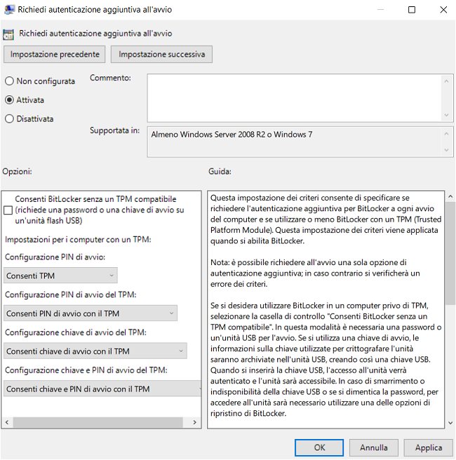 BitLocker, come proteggere i dati su hard disk e SSD e chiedere una password all'avvio