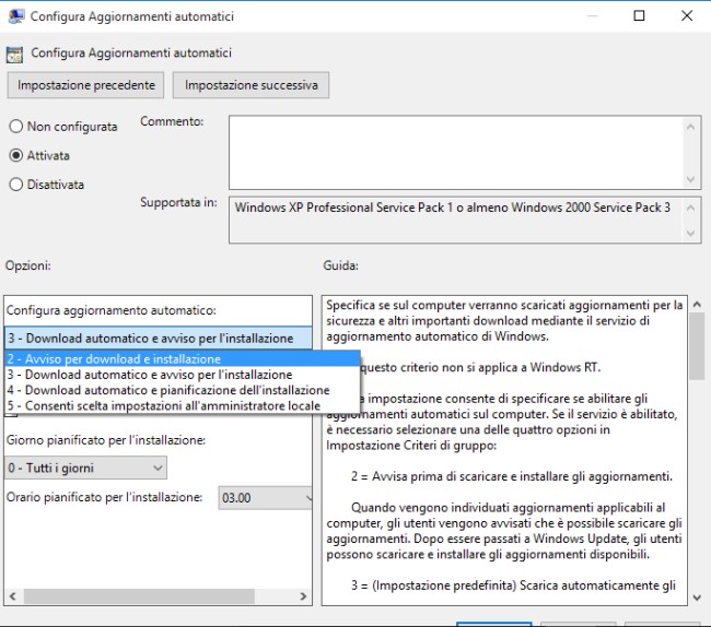 Bloccare gli aggiornamenti in Windows 10