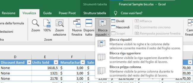 Fogli Excel: come scorrere i documenti e selezionare righe e colonne