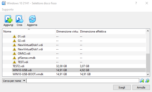 Eseguire il boot da unità USB con Virtualbox