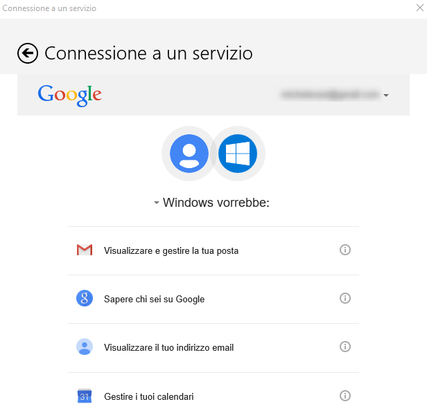 Calendario appuntamenti Google sincronizzato con Windows 10