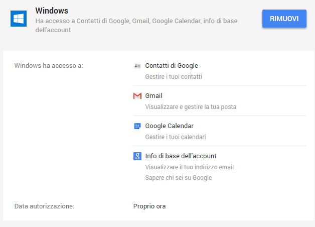 Calendario appuntamenti Google sincronizzato con Windows 10