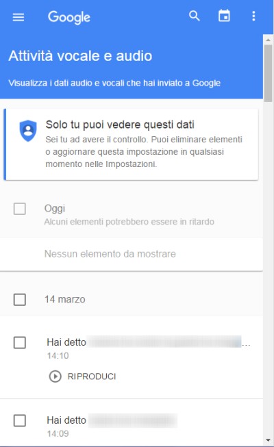 Cancellare la cronologia di Google Now
