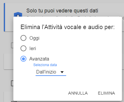 Cancellare la cronologia di Google Now