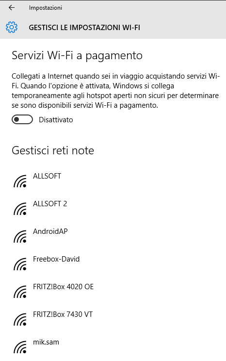 Cancellare vecchie connessioni WiFi e trovare le password in Windows 10