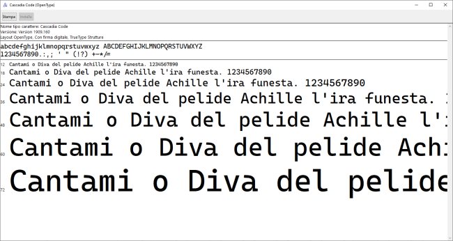 Microsoft presenta Cascadia Code, font di carattere opensource