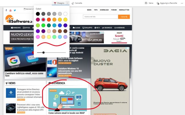 Come catturare una pagina web senza installare alcuna estensione