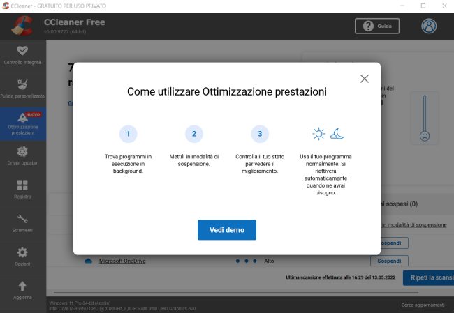 CCleaner velocizza Windows con la nuova funzione Ottimizzazione prestazioni