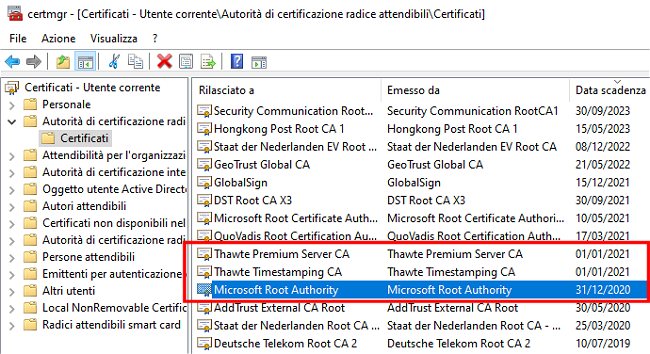 Microsoft: non cancellate i certificati digitali root scaduti. Servono ancora