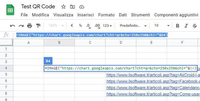 Codice QR, come generarli con Google Fogli