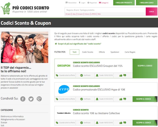 Boom dei codici sconto e coupon digitali in Italia