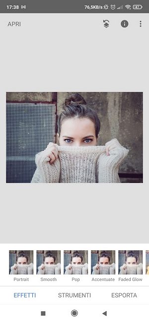 Come modificare una foto con Snapseed