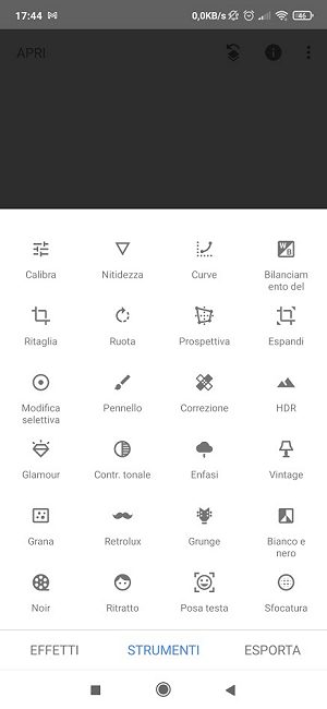 Come modificare una foto con Snapseed