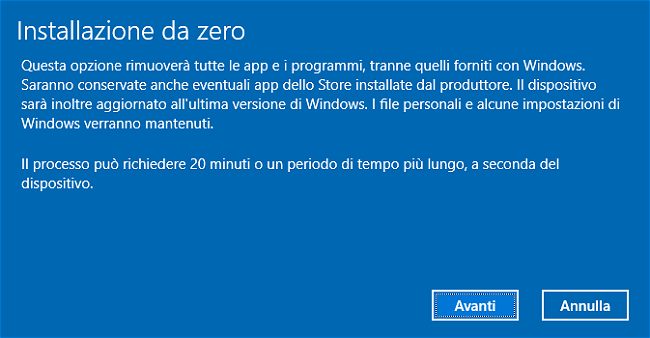 Come resettare un PC Windows 10