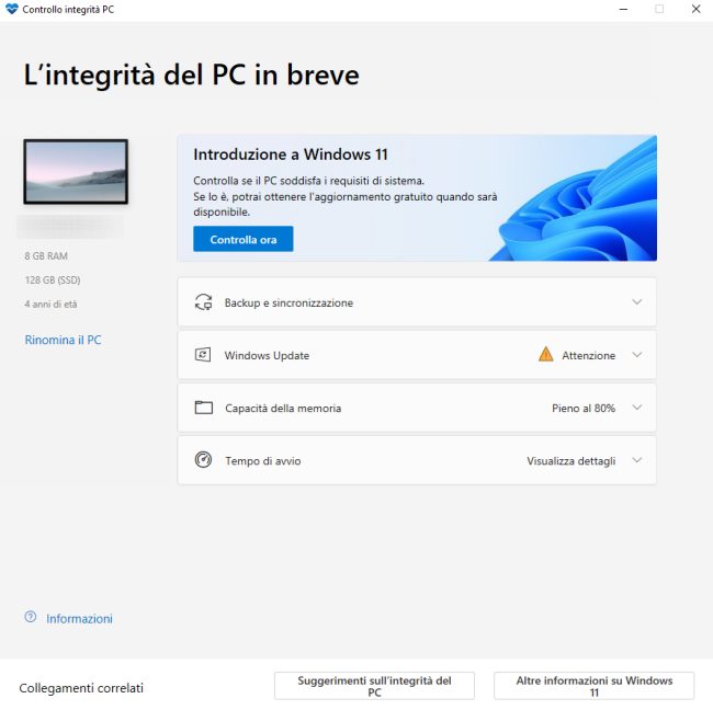 Controllo integrità PC Windows o PC Health Check aggiornato: come usarlo