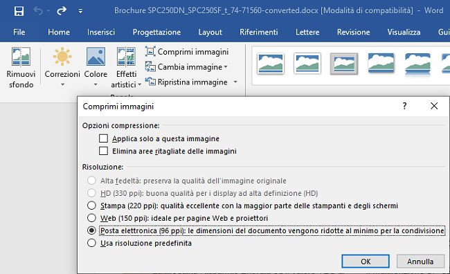 Documento Word troppo pesante: ridurre dimensione immagini
