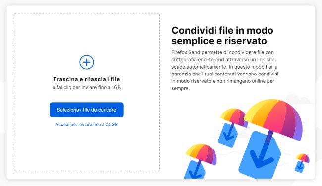 Firefox Send: condividere file pesanti con il browser senza installare nulla