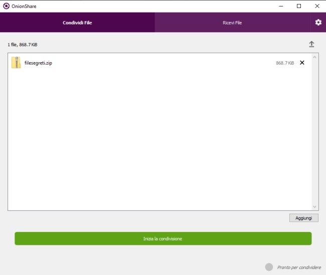 Condivisione file online in sicurezza con OnionShare