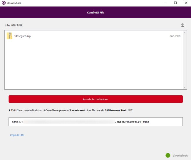 Condivisione file online in sicurezza con OnionShare