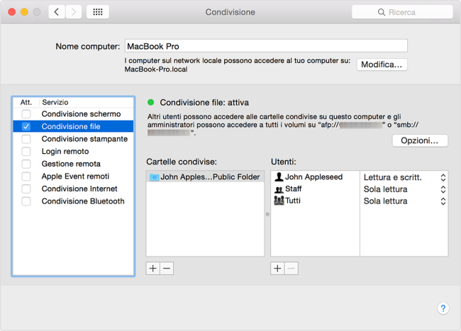 Condividere una cartella su Android, iOS, macOS e Windows Phone