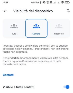 Condivisione nelle vicinanze, per trasferire dati tra dispositivi Android