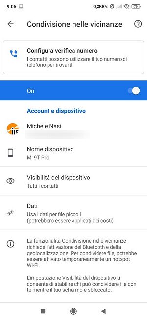 Condivisione nelle vicinanze, per trasferire dati tra dispositivi Android