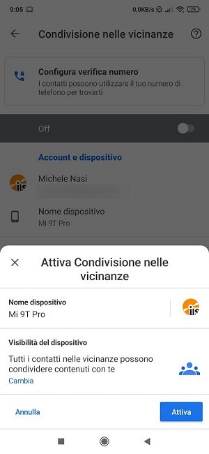 Condivisione nelle vicinanze, per trasferire dati tra dispositivi Android