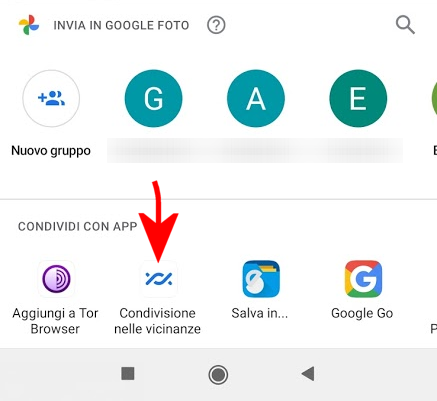 Condivisione nelle vicinanze, per trasferire dati tra dispositivi Android