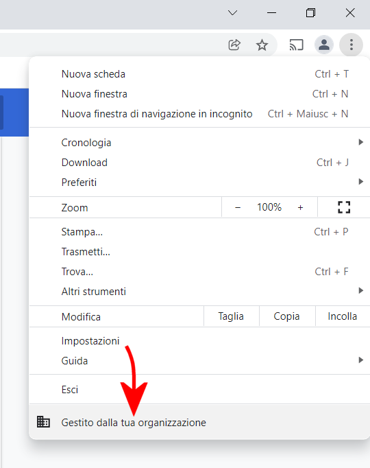 Configurare Chrome con un file di registro