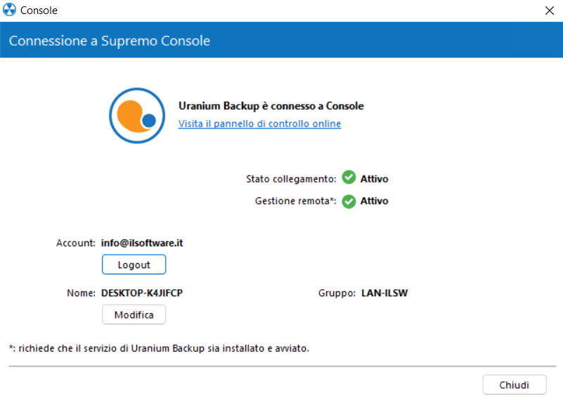 Backup con monitoraggio centralizzato da interfaccia Web: Uranium Backup
