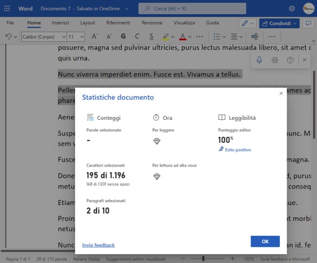 Conta caratteri e parole con un clic