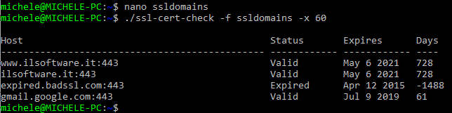 Controllare la data di scadenza dei certificati usati sui propri siti web