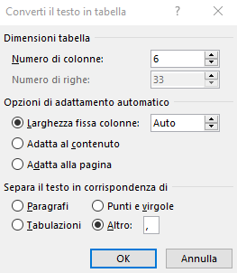 Tabella Word: allineare, ruotare e convertire da testo